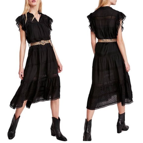 Free People Dresses & Skirts - Free People Midnight Black Midi Dress. XS, L